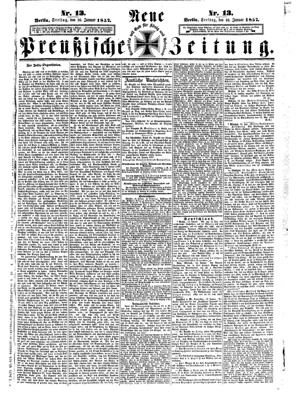 روزنامه پروس جدید 1857