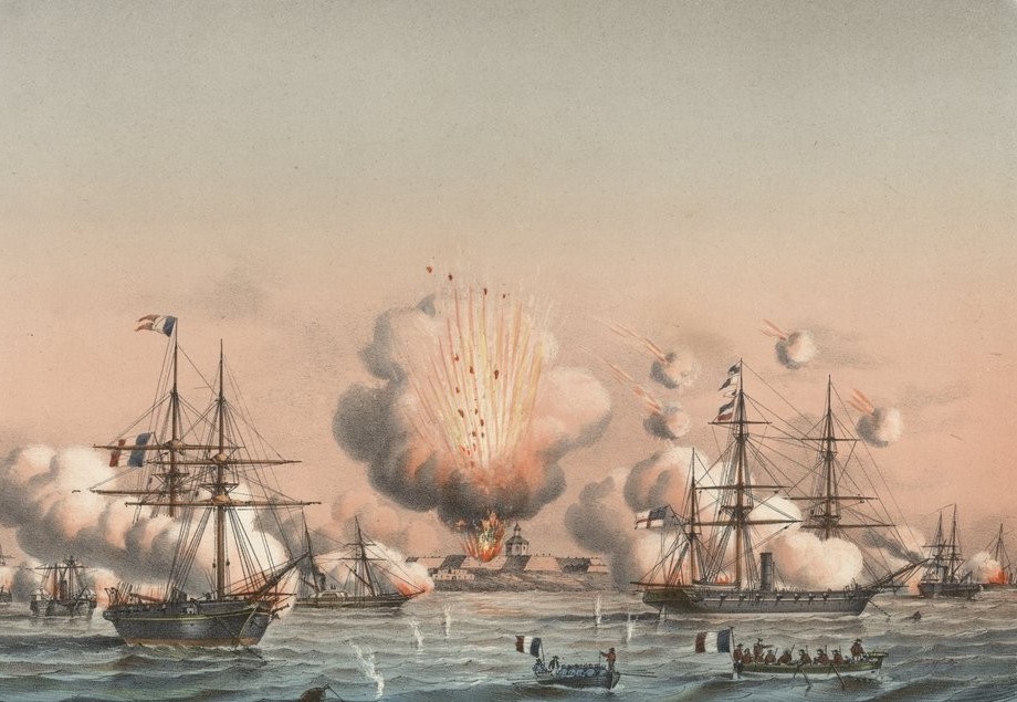 Crimean War Bombardment dArabat par la flotille a