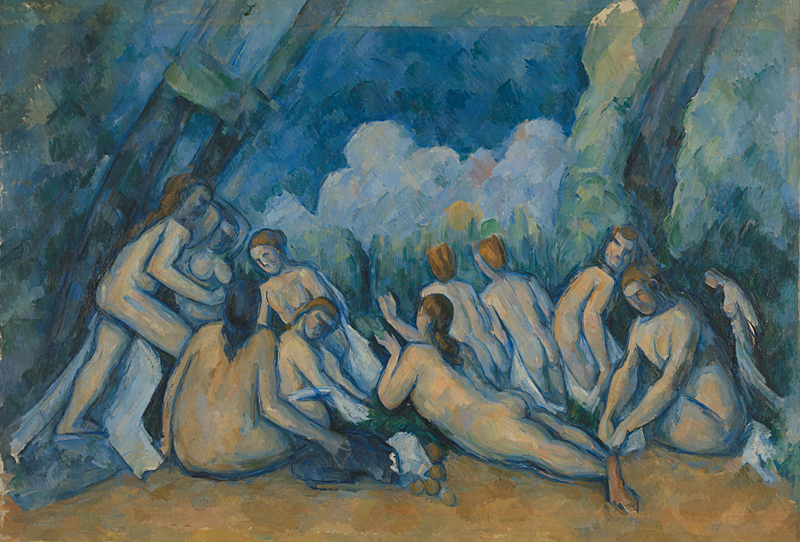 Paul CézanneBathers (Les Grandes Baigneuses) 1894-1905 körül Olaj, vászon, 127.2 x 196.1 cm Különleges támogatással és a Max Rayne Alapítvány támogatásával vásárolva, 1964NG6359https://www.nationalgallery.org.NG6359/paintings/