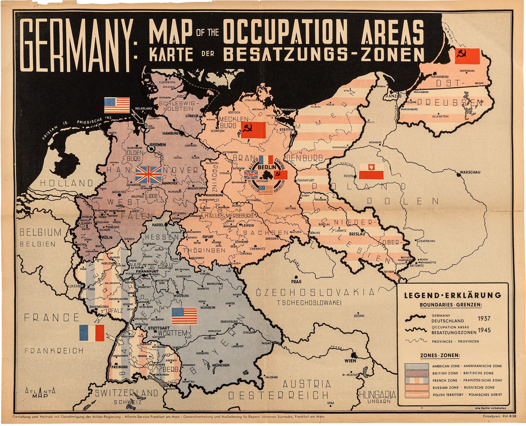 Karte Besatzungszonen 1945 Kopie