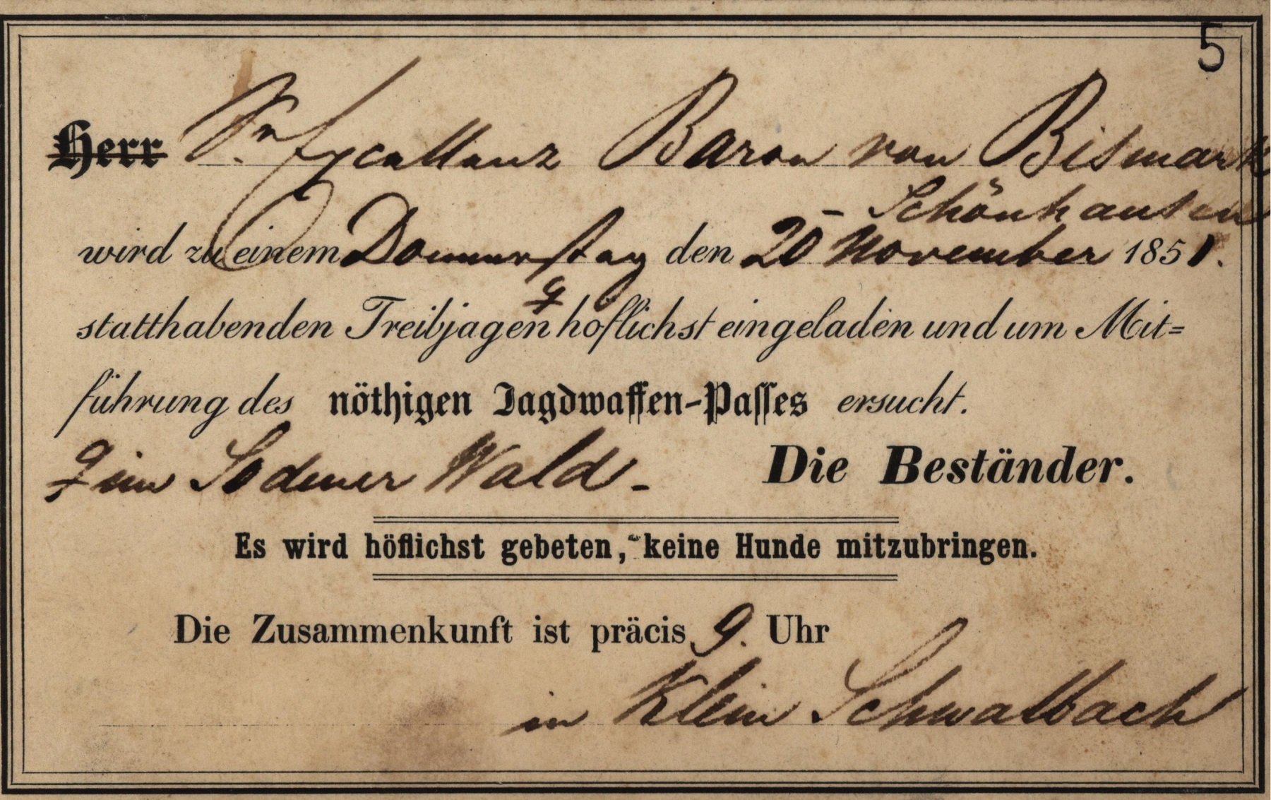 Invitation til at jage Otto von Bismarck