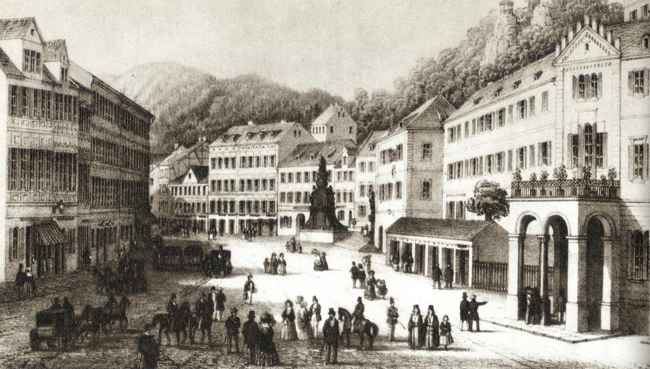 Marktplatz in Karlsbad in the 1850s